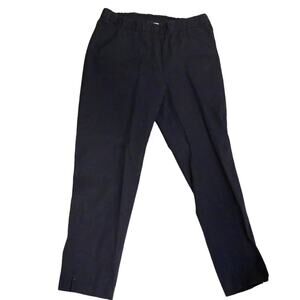 Eileen Fisher Black Organic Cotton Cropped Trouser Pants Elastic Waistband Med